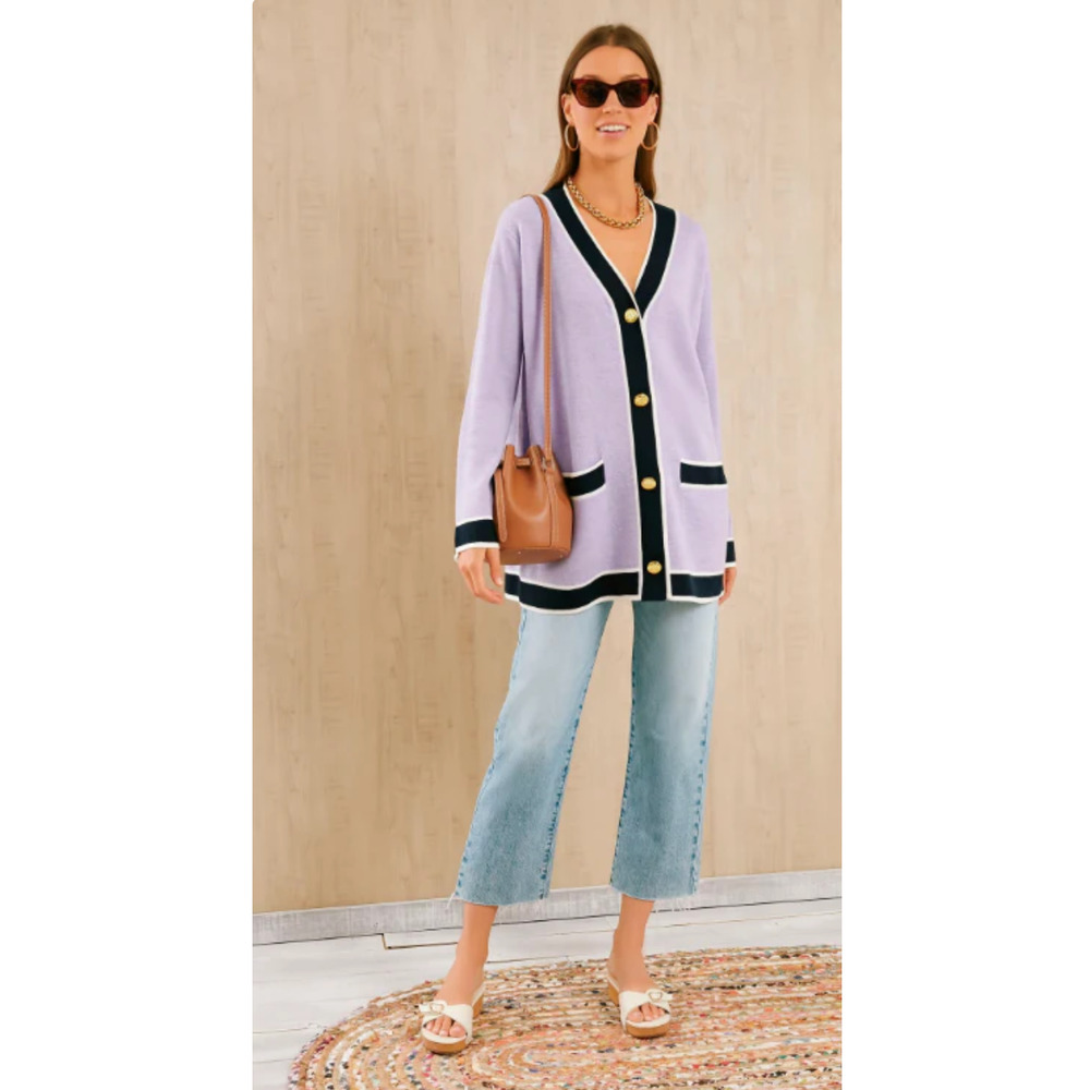 Tuckernuck Lauren Lilac Cardigan Sweater size S small